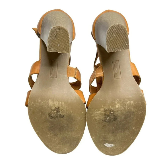 Lane Bryant Strappy Caged Heeled Sandals Cognac Brown Leather Sz. 11w - Picture 13 of 13